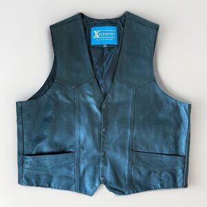 Xelement Black Leather Motorcycle Vest Men’s Size 4XL Lined Biker Jacket Pockets